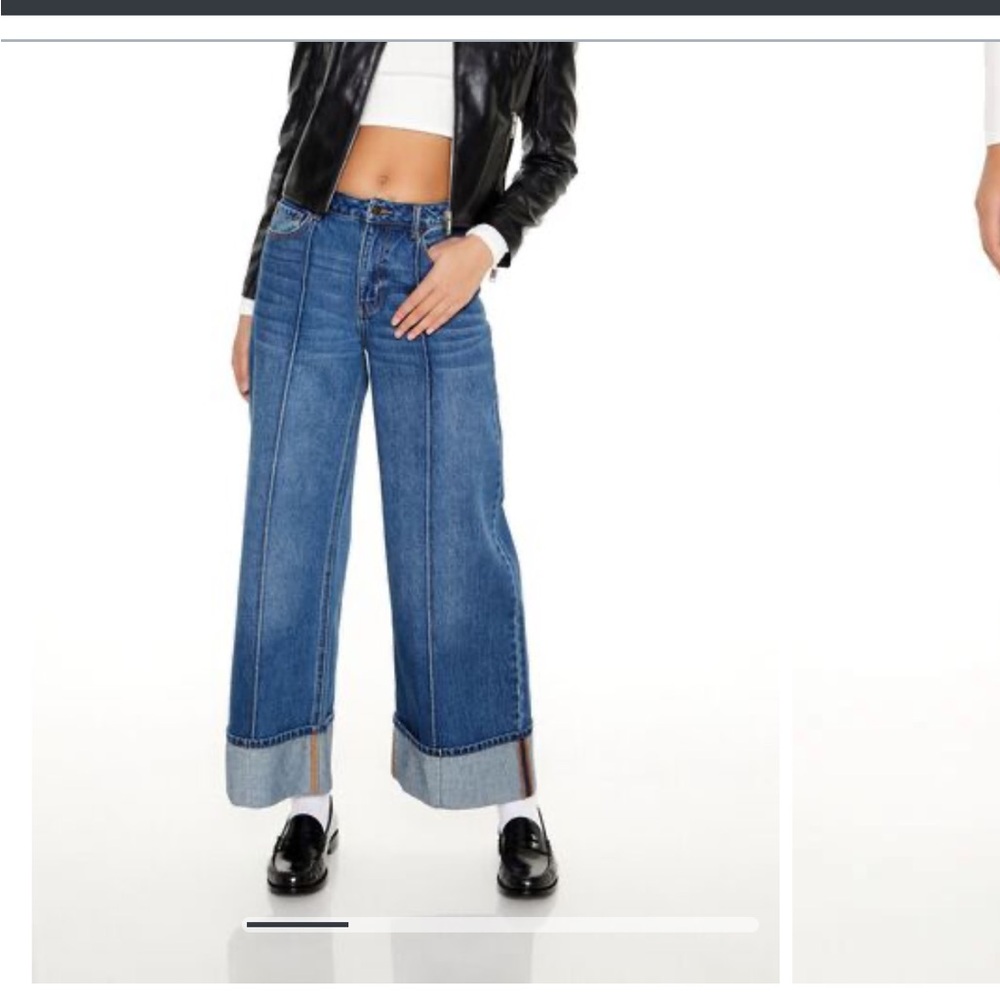 Wide-Leg Blue Jeans